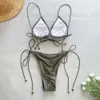 ARXIPA sexy bikini due costumi da bagno per le donne halter laccetto costume da bagno laterale imbottito push up costumi da bagno verde militare solido 2 pezzi g perizoma mini triangolo stringa