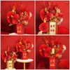 Decoratieve beeldjes 6 stuks opvouwbare ventilator bruiloft decor ornament prop bloemen geschenk rood karton opvouwbare Chinese stijl