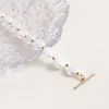 Kedjor kpop imitation pearl pärlstav pendell halsband mån metall länk skarvning choker för kvinnliga damer smycken bröllop