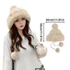 Women Winter Knit Hat Loose Fleece Lined Faux Fur Girls Warm And Comfortable Ski Snow Dome Clothing Accessories 240311