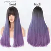 Perruques synthétiques NAMM FEMME WIG SYNTHÉTIQUE AVEC BRANCES Longues perruques droites Couleur bleu cosplay Feme Femelle Naturel Résister à la chaleur Wigs Y240401