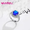 Bagues de cluster Bague de promesse de mode pour femmes Mariage de mariée Réel 925 Bijoux en argent sterling Pavé de cristaux brillants Bague