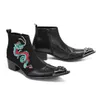 2024 Year of The Dragon Black Men Wedding Party Dress Short Boots Plus Size Mid Heel Ankle Boots Man Business Office Formal Boot