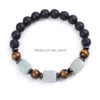 Beaded Volcanic Stone Bracelet Square Amethyst Blue Agate Tiger Eye Ball Bead Energy Drop Delivery Otstf