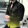Camisa masculina primavera e outono nova moda casual de manga comprida com estampa digital 3D grande