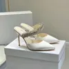 2024 Damenschuhe Damen Pumps Spitzschuh Baotou Hausschuhe 90 mm dünne High Heels Strass Bling Party Schuhe mit hohen Absätzen für Stil Sommer und Frühling Designer-Sandalen