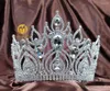 Pinces à cheveux diadèmes de concours de beauté couronnes en cristal strass grand casque plaqué argent Costumes de bal de mariée accessoires de mode