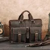 Wallets Anti Theft Men's Leather Handbags Business Briefcase Male Genuine Commuter Bag Cowskin Laptop 15 6 Inch
