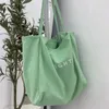 Large Canvas Handbag Women Candy Color Letter Shopping Tote Simple Lady Shoulder Bag Big Capacity Handle Reusable Bolsa 240329