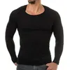 Herren-T-Shirts, 6 Farben! 2024 Herren-T-Shirt mit hohen elastischen langen Ärmeln, gestrickt, gestreift, solide, schmale Passform, Herren-Pullover