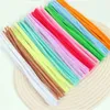 Gobelets jetables pailles 6mm tige de racine de cheveux cryptée sangle de cravate en Zinc faite à la main bandes de laine colorées pour enfants
