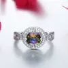 Anillos de racimo de lujo hermosas mujeres joyería corte redondo mezcla color circón mariposa nupcial para anillo de compromiso conjunto regalos entrega entrega Dhant