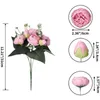 Fiori decorativi Bouquet artificiale di peonia bianca rosa da 30 cm 5 teste grandi e 4 boccioli finti per la decorazione domestica di nozze per interni