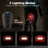 조명 Camluxy Bicycle Light 안티 절도 경보 USB 자전거 Taillight 무선 방수 자동 브레이크 감지 원격 제어 혼 램프 알람