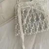 Hollow Bow Ladies Handbags Handmade Woven Beaded Pearl Exquisite Elegant Shiny Female Coin Purse Women Mobile Phone Bag 240328