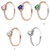 Alta qualidade 100% prata esterlina ajuste jóias ouro novo sublime coração rosa verde anel de noivado amantes moda anel de casamento para mulher