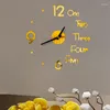 Table Clocks Acrylic Digital 3D Wall Clock DIY Frameless Mute Mirror Surface Roman Numerals Sticker For Home Office JA55