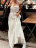 Casual Jurken Vrouwen Y2K Spaghetti Maxi Jurk Sexy Mouwloze Taille Hollow Out Lace Up Cami Zomer Backless A-lijn Flowy Lange