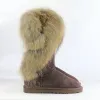 Buty UVWP moda naturalna prawdziwe lis futra damskie zimowe buty śnieżne ciepłe długie buty oryginalne krowie skórzane buty zimowe buty damskie buty