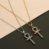 ペンダントネックレスQIMING AMULET ANKH CROSS PENDANT NECKLACE WOMEN MEN CZ CLSCLAL EGYPTAIN EGYPTAIN EGYPAIN KEY OF LIFEペンダントネックレス宗教宝石240330