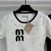 Designer T Shirt Women 2024 Early Spring New Simple and Versatile Letter Embroidery Pullover Round Neck Short Sleeve Knitted Short Top J83272Y