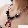 Pendentif Colliers Punk Dark Design Niche Ruby Collier Femelle Goutte De Sang En Forme De Pierre Originale Accessoires Tempérament Bijoux Livrer Dhsye