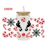 Window Stickers UV DTF Transfesr Merry Christmas Xmas Coffee Prints For 16oz Libbey Glasses Can Wraps D6620