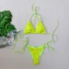 Yisiman 24 Nieuwe fluorescerende gele glitter Triangle Bag sexy riem zwempak bikini