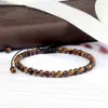 Chain Natural Tiger Eye Stone Bracelet 4 6 8mm Round Bead Weaving Beaded Bracelet and Bracelet Handmade Adjustable Yoga Watch Jewelry Q240401