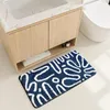 Tapetes de banho Tapete Arte e Banheiro Reunindo Conjunto Geométrico Piso Espessado Azul Alta Decoração Tapete Qualidade Stripe Branco