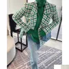 Wool Blends Winter Green Plaid Women Trench Płaszcze ciężkie wełniane kurtki Blazer Koreańskie ubrania modowe Y2K Urban Chic Overcoat Dhj6x