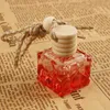 10ml Empty Clear Glass Car Perfume Bottles Colorful Square Air Freshener Bottle with Wood Screw Cap Hang String for Decorations