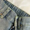 Kvinnors shorts Vintage Women Blue Denim Elastic High midja mjuk lös orolig Jean Pants Kvinnliga mångsidiga pendelkläder