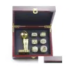 Ring Solitaire Ring 6Pcs Lk Basketball Bryant Team Champions Championship Set With Wooden Box Trophy Souvenir Men Women Boy Fan Brithda