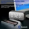 Table Clocks Mirror Led Digital Alarm Clock Wireless Bluetooth Speaker FM Radio Sound Box Desktop Rechargeable MP3