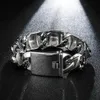 Chain Fongten 20cm Mens Skull Bracelet Stainless Steel Heavy Duty Mens Bracelet Gothic Silver Skeleton Jewelry Q240401