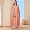 Etniska kläder broderier diamanter ramadan marocko party klänning kvinnor muslimska cape abaya mantel kalkon dubai kaftan kväll mantel eid vestidos