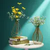 Vase Nordic Minimalist Wrought Iron Geometric Glass Tube Hydroponic Vase Home Desktop Decoration Flower Oraments