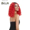 Syntetiska peruker Bella spetsar peruker Kort hår Syntetisk spets peruk 14 tum röd färg peruker värmebeständig fiber cosplay peruker vågiga peruker för kvinnor y240401