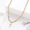 Pendentif Colliers Cristal rond creux croix collier pour femmes et hommes en acier inoxydable chaîne cubaine colliers nouvelle déclaration bijoux de mariage S761 240330