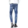 Men's Jeans Trendy Fashion Jeans Men's Embroidered Print Slim Casual Korean Vintage Youth All-Match Stretch Long Pants Cow Boy Jeans Cowboy Jeans