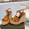 2024 High Heels Women's Rope Wedge Thick Sole Roman Open Toe Shoes