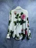 Blouses Voor Vrouwen 2023 92% Zijde Shirt Zomer Lente Nieuwe Mode Vrouwen Rose Bloemen Print Elegante Slanke Vrouw Elegante Blouses