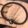 Chain Round Tahitian Black Shell Pearl Single Pearl Bracelet with Neutral Silicone Rubber Stainless Steel Column for Adjustable More Colors Q240401
