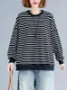 Women's Hoodies Big Size Women Black White Striped Fashion Ladies Casual Sweatshirts Female Spring Autumn Large Clothes 2190