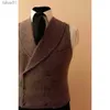 Gilets pour hommes Shl Revers Mens Cuir Gilet Mâle Robe Casual Herringbone Tweed Double Boutonnage Veste sans manches pour hommes Up YQ240401