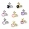 Charms WZNB 10 Uds. Colgante de aleación de fruta de cereza de cristal para hacer joyas, pendientes hechos a mano, suministros de collar, accesorios de bricolaje