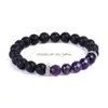 Perlen Bijoux De Mode Filet Rouge 8 mm Perle Ronde Pierre Fraise Cristal Amethyste Armband Oberfläche Coupe Qualite Acier Drop Lieferung Ot1G7