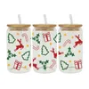 Autocollants de fenêtre UV DTF Autocollant de transfert Arbre de Noël pour les verres Libbey de 16 oz Wraps Bouteilles Cup Can DIY Stickers personnalisés imperméables D6082