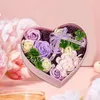 Decorative Flowers Heart Shaped Soap Gift Box Artificial Rose Bunch Present For Girlfriend Wife On Birthday Cake Decorations